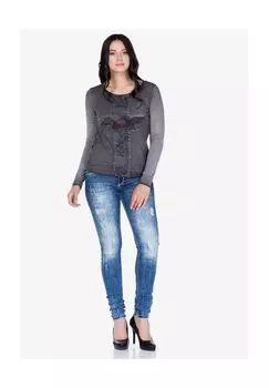 Джинсы узкого кроя с вышивкой прямого кроя CIPO & BAXX, синий