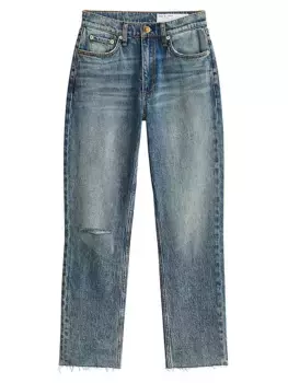 Джинсы узкого кроя с высокой посадкой и потертостями Wren Rag & Bone, цвет riley hole