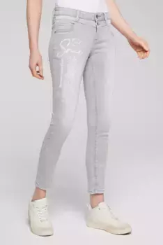Джинсы узкого кроя SOCCX с укороченными штанинами, серый