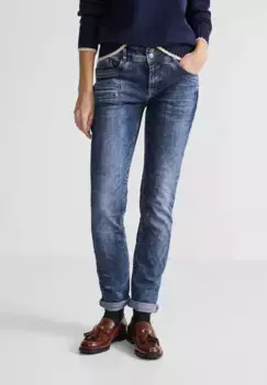 Джинсы узкого кроя STREET ONE с декоративными передними карманами, цвет Heavy Indigo Wash