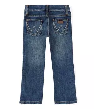 Джинсы узкого кроя Wrangler Little Boys 2T-7 Retro с короткими штанинами, синий