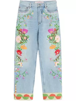 Джинсы Valentino Garavani с цветочным мотивом, синий