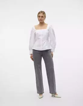 Джинсы Vero Moda Wide-fit из светло-серого денима