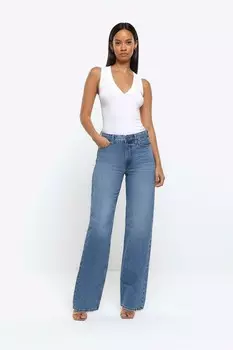 Джинсы в стиле 90-х прямого кроя и завышенной талией River Island, синий