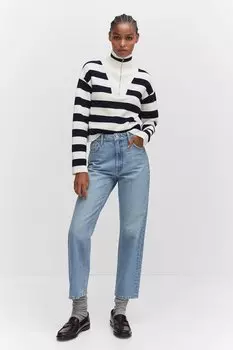 Джинсы в стиле Mom с завышенной талией Mango, синий