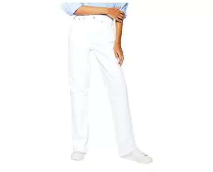 Джинсы в стиле ретро с высокой посадкой и прямыми штанинами в стиле «папа» белого цвета Topshop