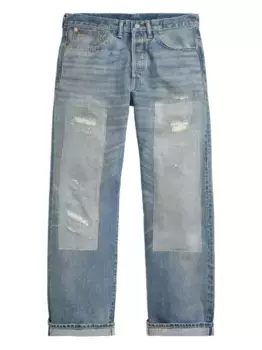 Джинсы в технике пэчворк с эффектом потертости Ralph Lauren RRL, синий
