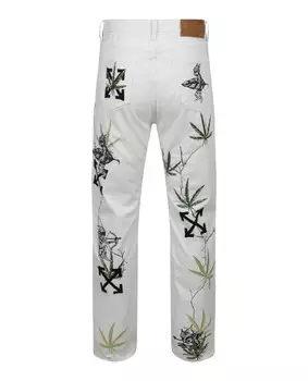Джинсы Weed Skate Fit Off-White, цвет White Green