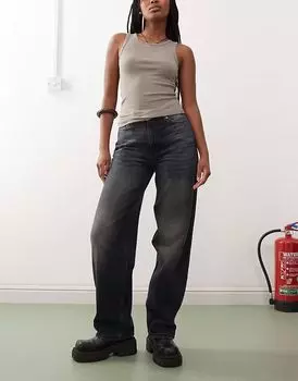 Джинсы Weekday Rail со средней посадкой и свободным кроем, насыщенного океанского синего цвета