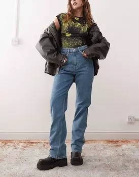 Джинсы Weekday Rowe прямого покроя с очень высокой посадкой синего цвета