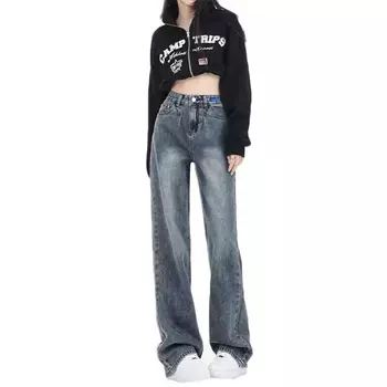 Джинсы весна-лето женские HELEH, черный/серый