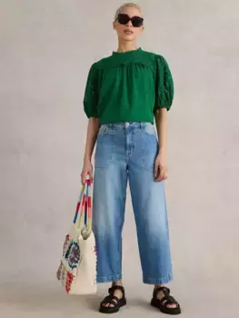 Джинсы White Stuff Tia Wide Leg Cropped, цвет mid/denim