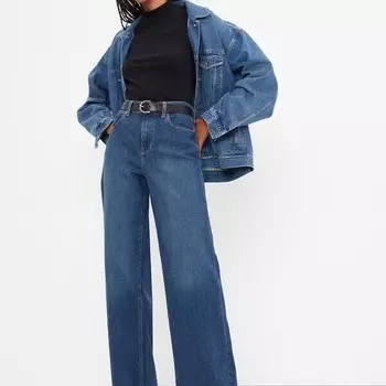 Джинсы wide-leg с высокой талией Gap, синий
