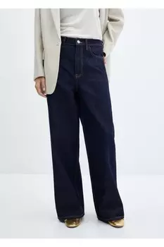 Джинсы Wideleg с высокой талией Mango, синий