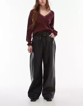Джинсы XL прямого свободного кроя из искусственной кожи черного цвета Levi's