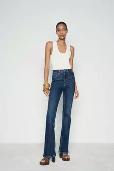 Джинсы Z1975 с высокой посадкой ZARA, синий
