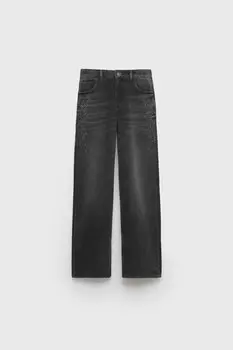Джинсы z3d широкие с заклепками ZARA, черный