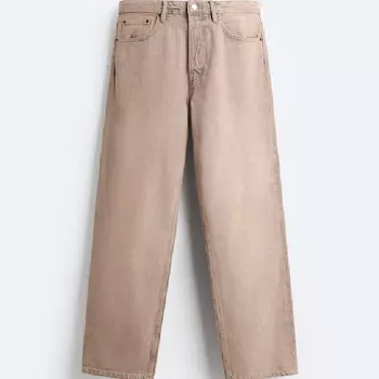 Джинсы Zara Straight Fit, серо-бежевый