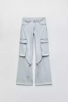 Джинсы Zara Trf Cargo Mid-rise, светло-голубой