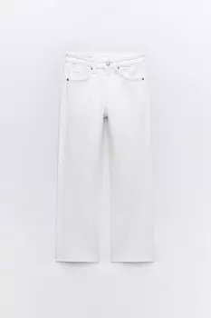 Джинсы Zara Trf Cropped Flare , белый