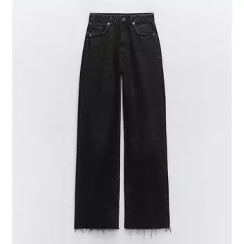 Джинсы Zara TRF High-rise Wide-leg, черный