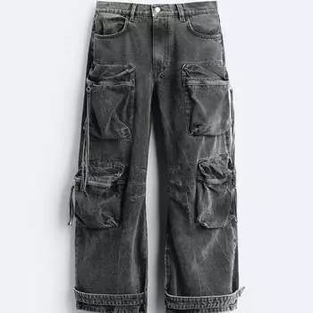 Джинсы Zara Utility With Pockets, черный