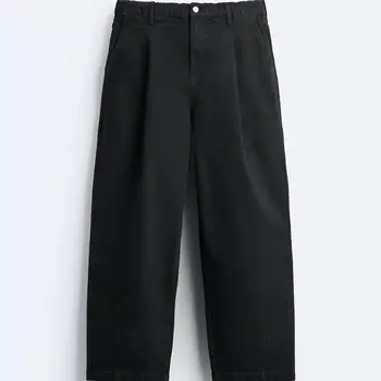 Джинсы Zara Wide-leg Pleated, черный