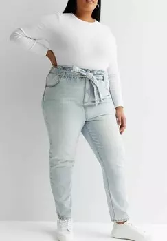 Джинсы зауженного кроя CURVES PAPERBAG HIGH WAIST BELTED DAYNA New Look Curves, синий