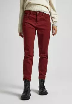 Джинсы зауженного кроя Pepe Jeans, бордово-красный.