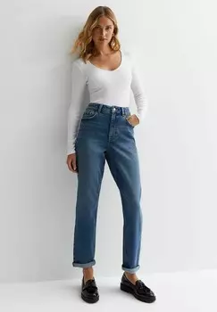 Джинсы зауженного кроя TINTED HIGH WAIST TORI MOM New Look, синий