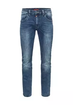 Джинсы, зауженные, потертые, с 5 карманами, мужские TIMEZONE, цвет White Aged