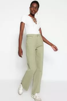 Джинсы - Зеленый - Широкие штанины Trendyol, зеленый