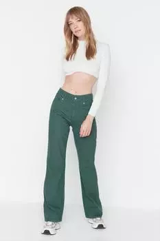 Джинсы - Зеленый - Широкие штанины Trendyol, зеленый