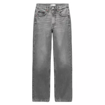 Джинсы женские c высокой посадкой Zara Straight-leg High-waist TRF, светло-серый