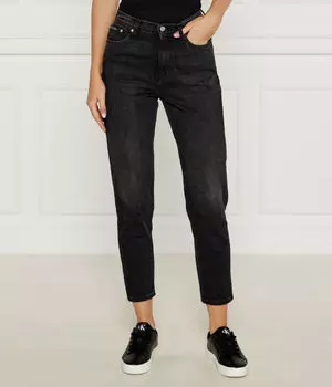 Джинсы женские Calvin Klein Jeans с высокой посадкой и эффектом потертости, черный