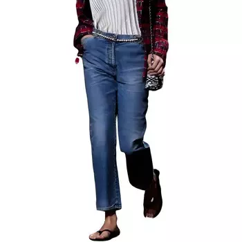 Джинсы женские Chanel с потертостями, синий