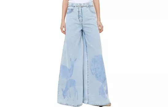 Джинсы женские Chanel с принтом, синий