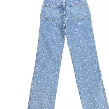 Джинсы женские Chanel с узором, светло-голубой