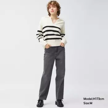 Джинсы женские GU потертые, голубой