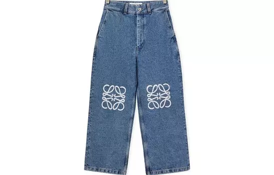 Джинсы женские Loewe с вышитым узором, синий