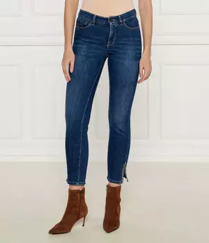 Джинсы женские Marc Cain облегающего кроя с декорированными разрезами, синий
