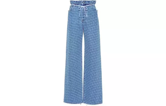 Джинсы женские Miu Miu с логотипами, светло-голубой