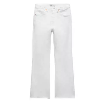 Джинсы женские расклешенные Zara Mid-Rise Cropped TRF, белый