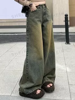 Джинсы женские, ретро, широкий крой, деним Dazy, синий