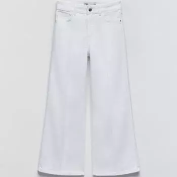 Джинсы женские с высокой посадкой Zara Straight Cropped, белый