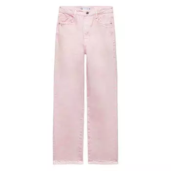 Джинсы женские с высокой посадкой Zara Z1975 Straight Ankle-length, розовый