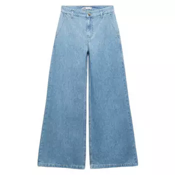 Джинсы женские широкие Zara Z1975 High-waist, голубой