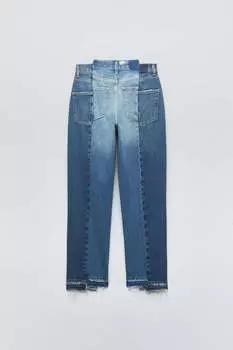 Джинсы женские средней посадки Zara TRF ZW The Contrast Straight, синий