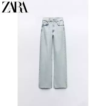 Джинсы женские Zara TRF с завышенной талией, светло - синий