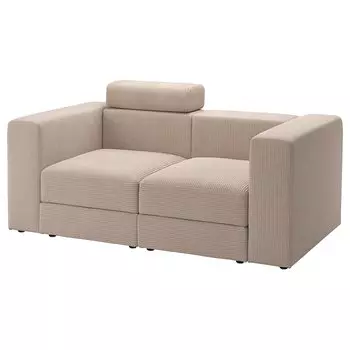 ДЖЭТТЕБО 2 модульный диван, с подголовником/Самсала серый бежевый JTTEBO IKEA